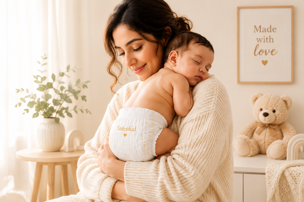 Mother holding baby